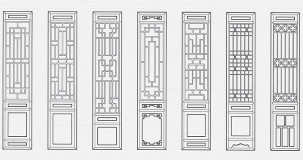 泸溪常用中式仿古花窗图案隔断设计图